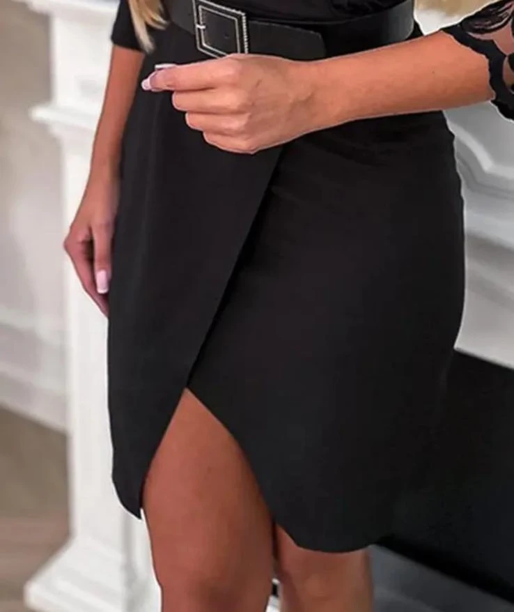 Dalgıç Kumaş İthal Dantel Detaylı Elbise