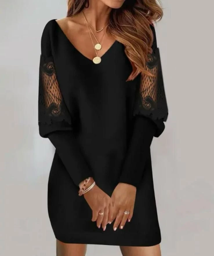 Dalgıç Kumaş İthal Güpür Detaylı Elbise