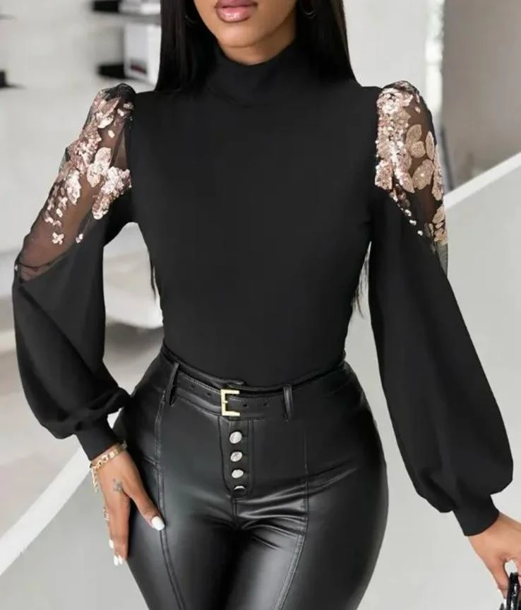 Dalgıç Kumaş İthal Payet Detaylı Bluz