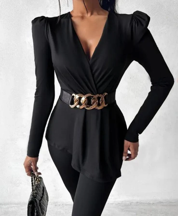 Dalgıç Kumaş Kemer Detaylı 2li Takım