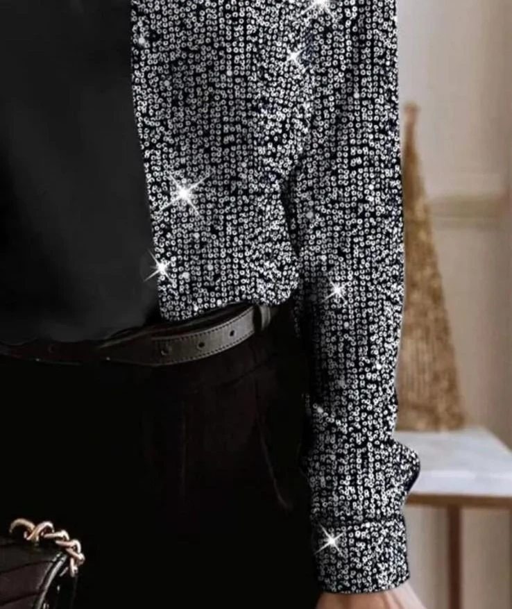 Dalgıç Kumaş Payet Detaylı Bluz