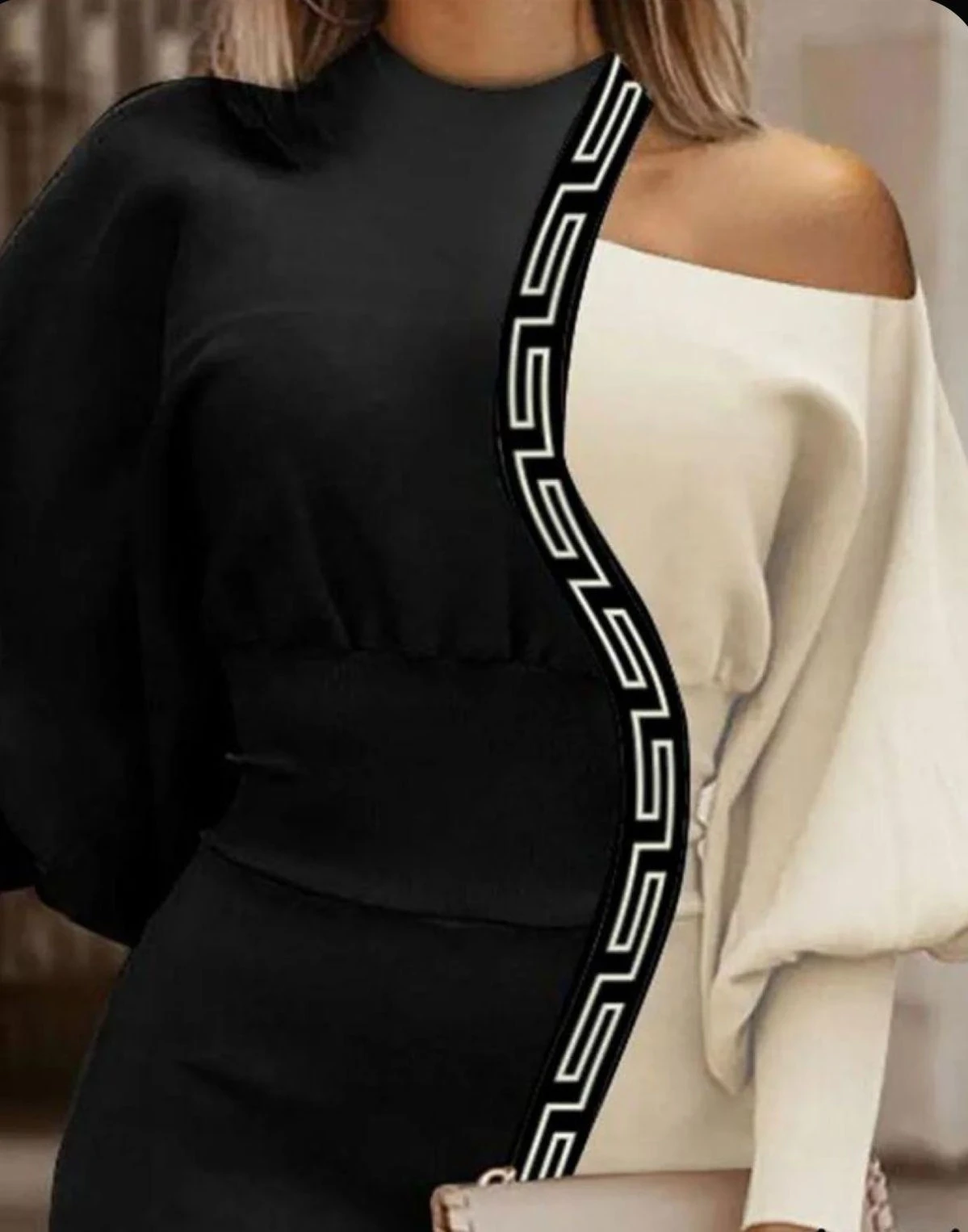 Dalgıç Kumaş Şerit Detaylı Elbise