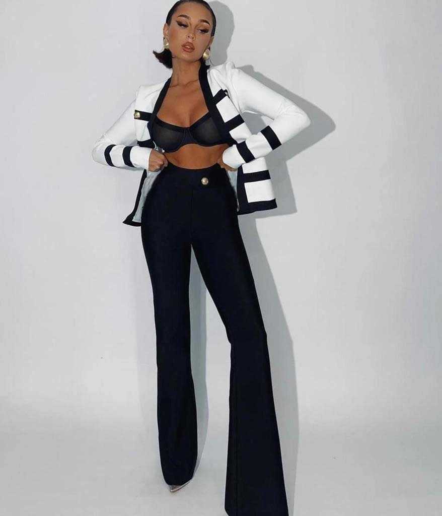 Dalgıç Kumaş Vatka ve Düğme Detaylı Ceket Pantolon Takım