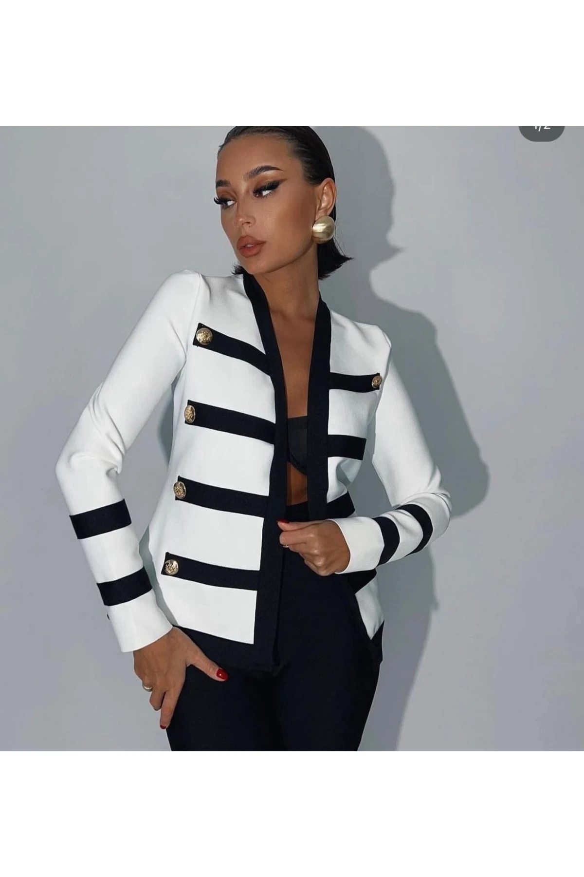 Dalgıç Kumaş Vatka ve Düğme Detaylı Ceket Pantolon Takım