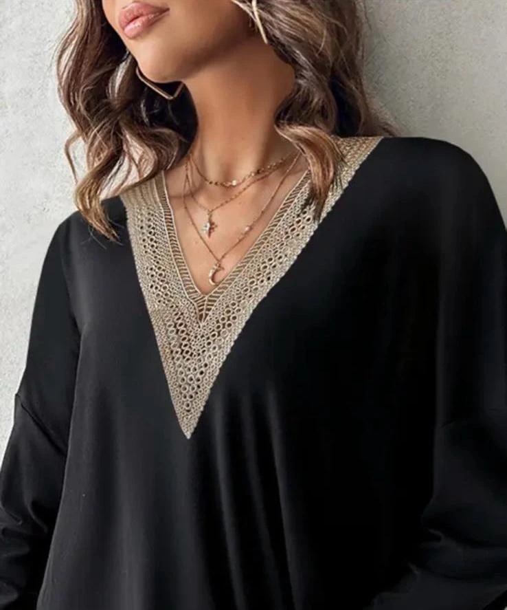 Dantel Detaylı Dalgıç Kumaş Elbise