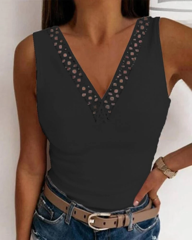 Dantelli V Yaka Kolsuz Pamuklu Kaşkorse bluz