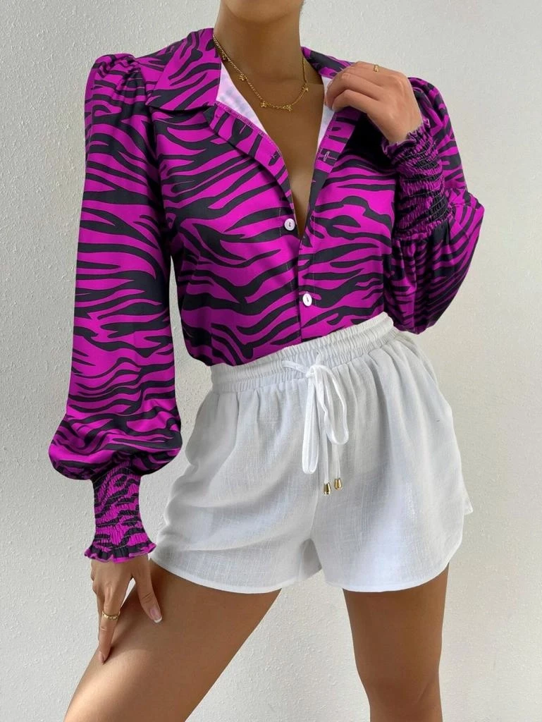 Desenli Saten Gömlek