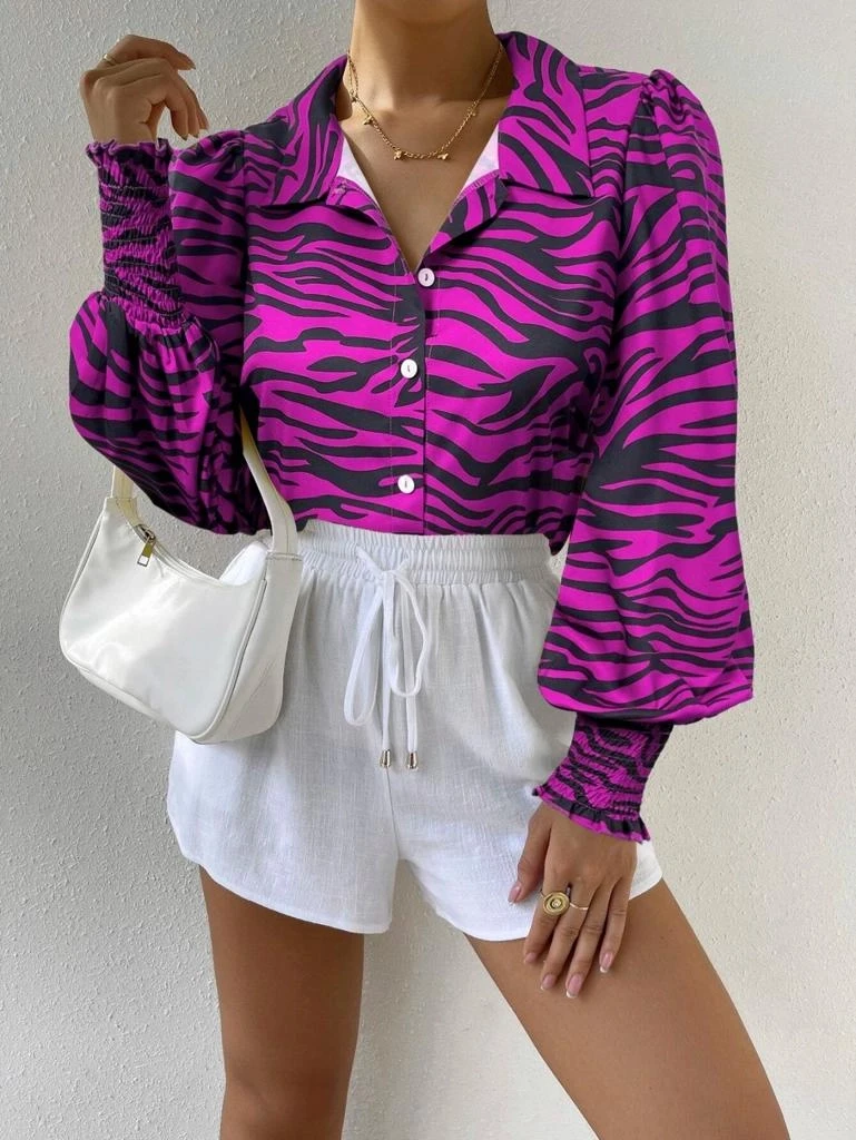 Desenli Saten Gömlek