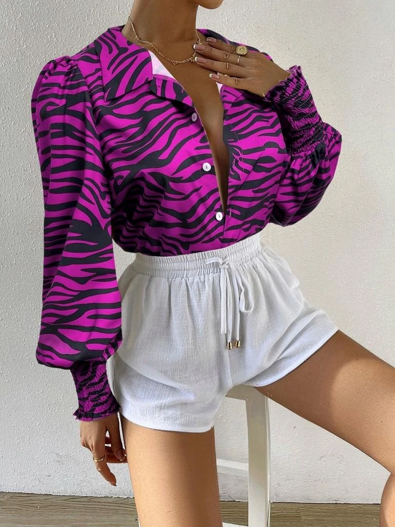 Desenli Saten Gömlek