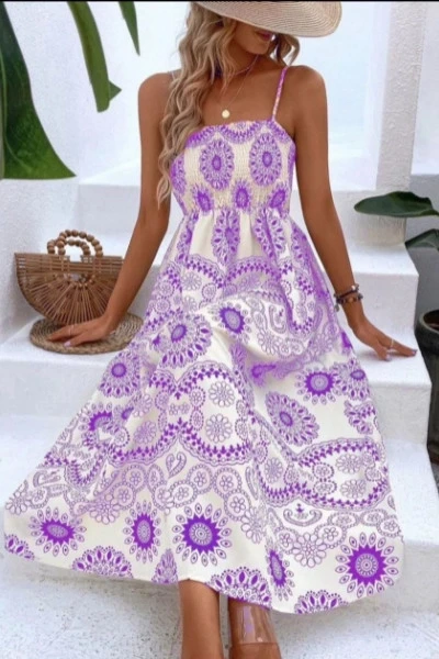 Dijital Baskı Krep Kumaş Elbise