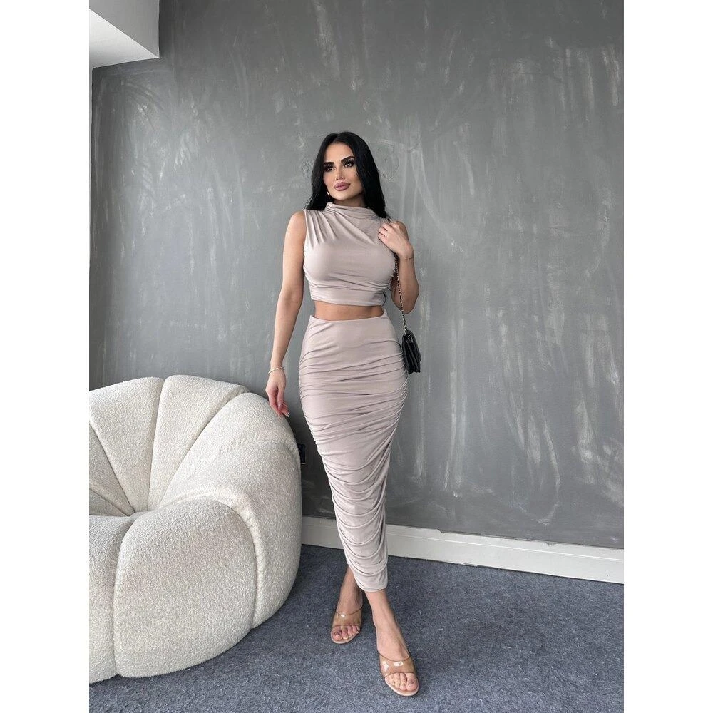 Drapeli Etek & Bluz 2li Takım