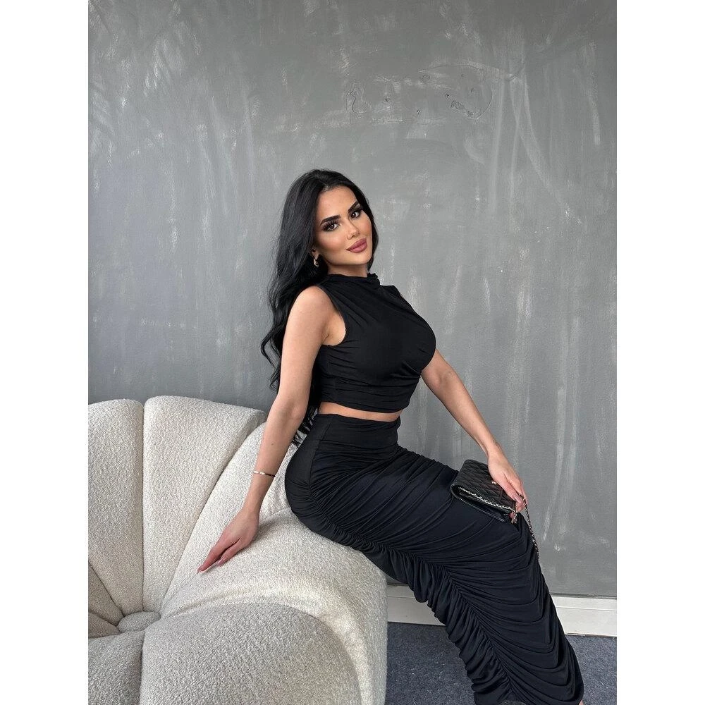 Drapeli Etek & Bluz 2li Takım