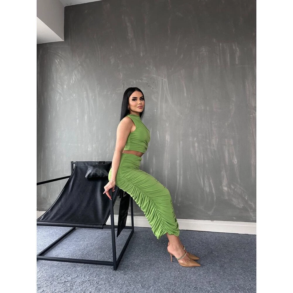 Drapeli Etek & Bluz 2li Takım