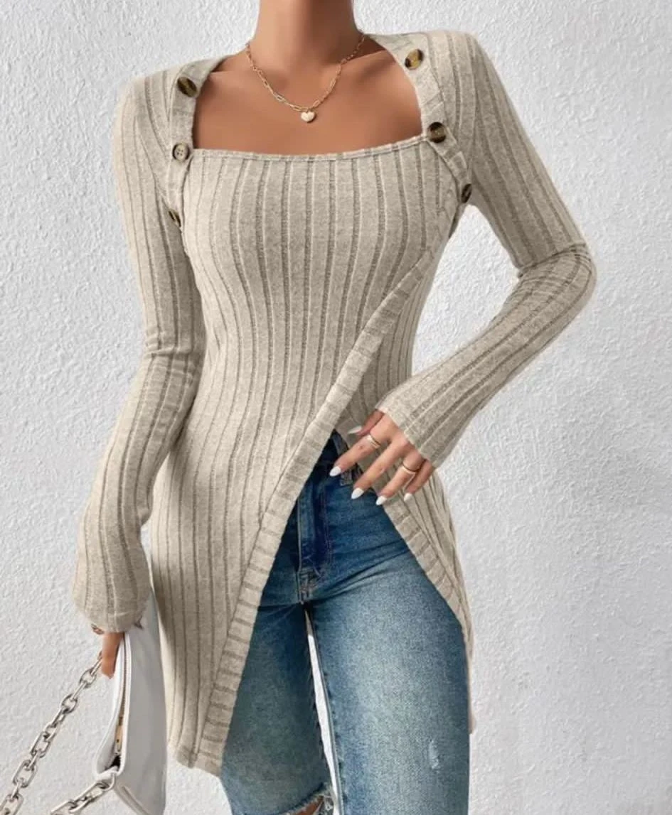 Düğmeli Kaşkorse Tunik&Bluz