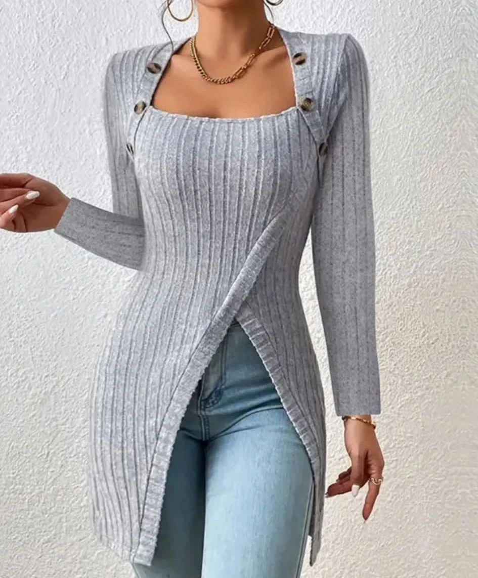 Düğmeli Kaşkorse Tunik&Bluz