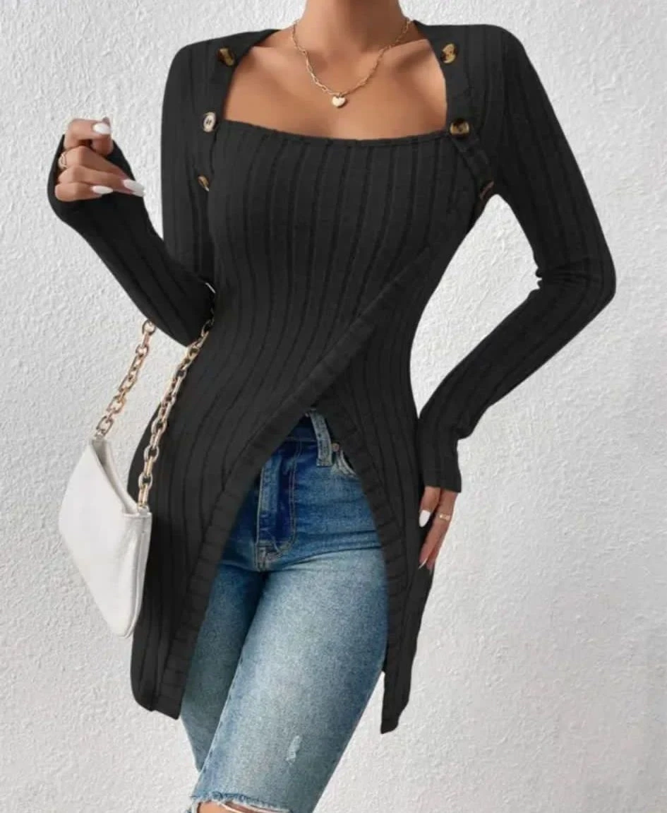 Düğmeli Kaşkorse Tunik&Bluz