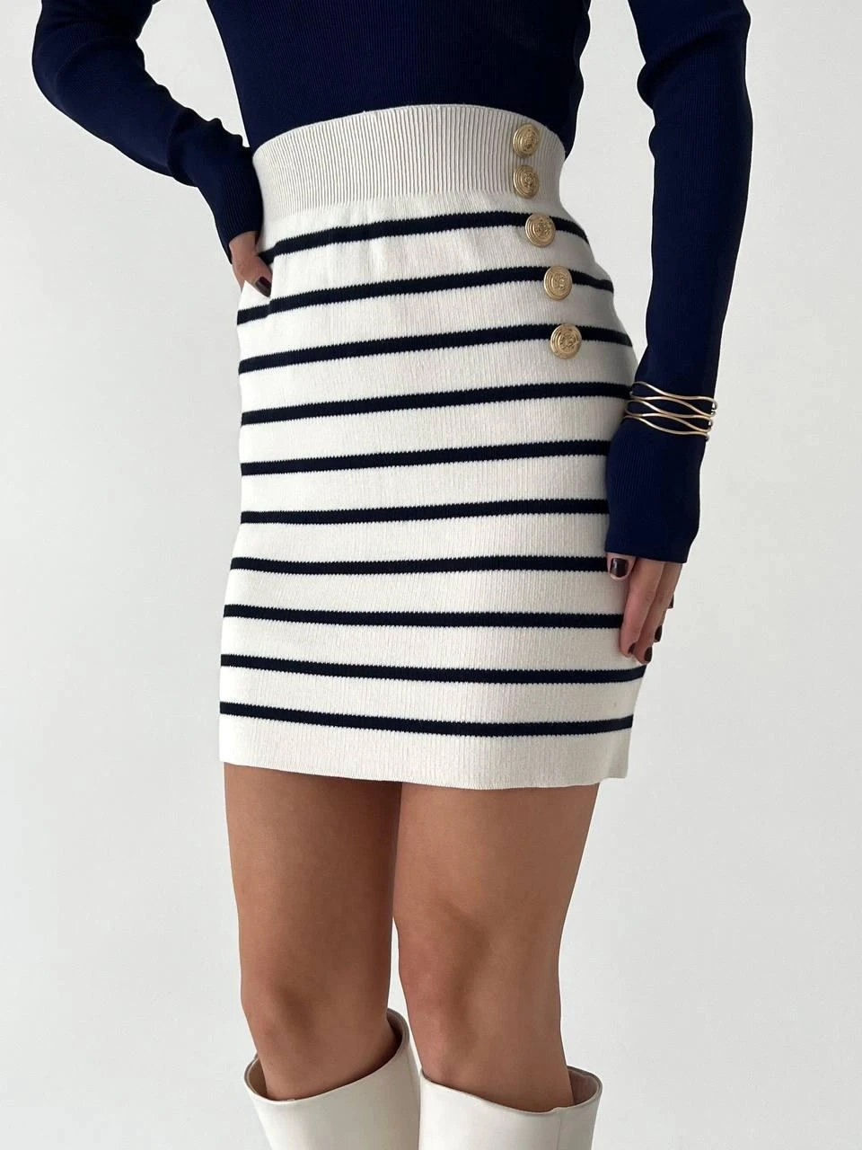 Düğmeli Triko Etek