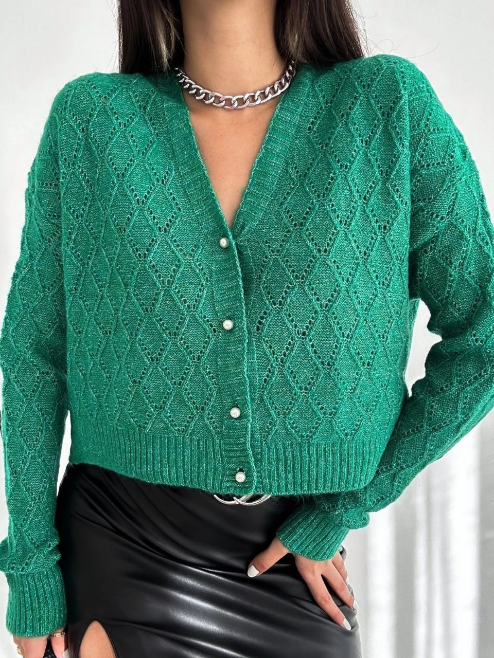 Düğmeli Triko Hırka