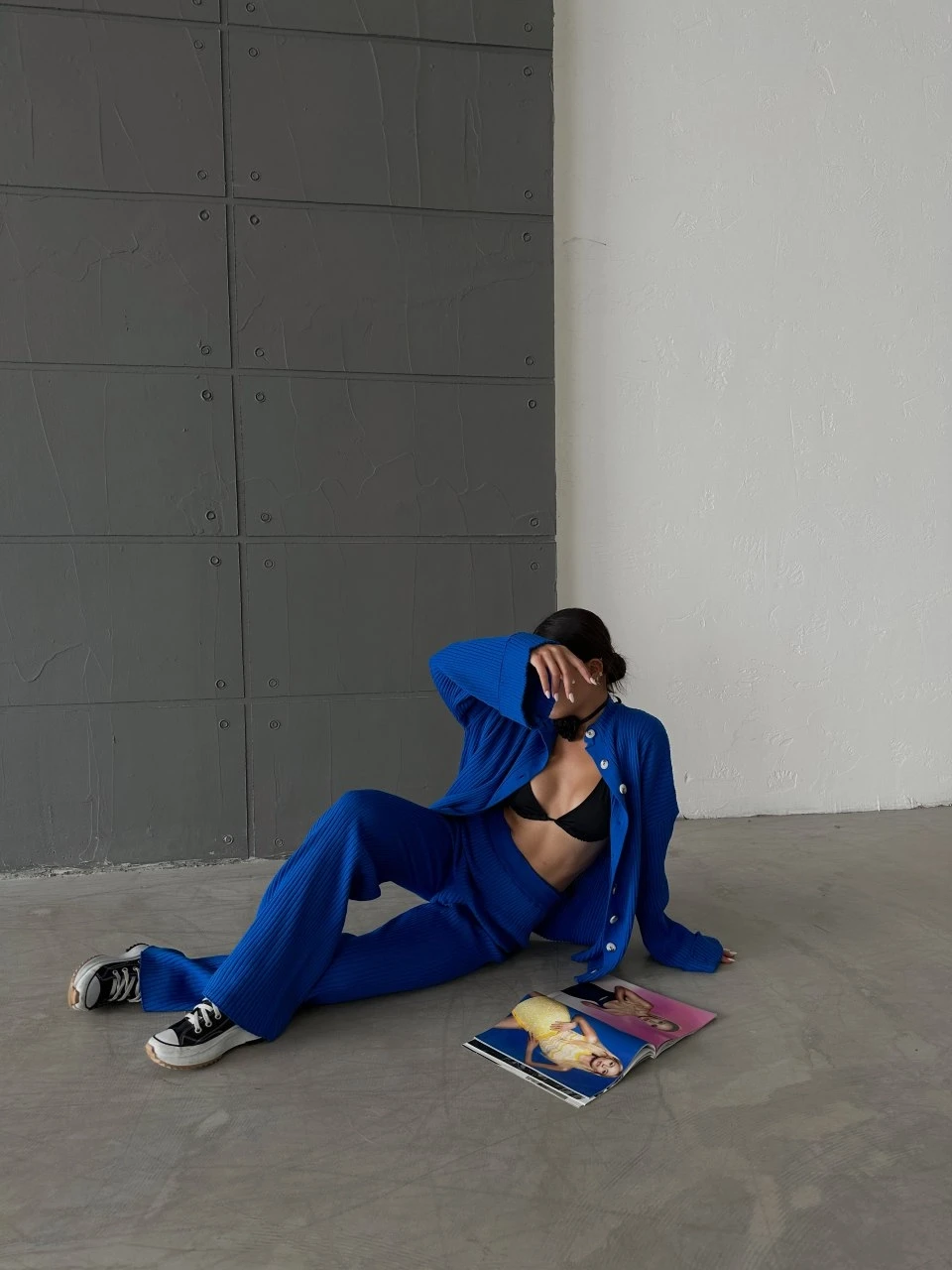 Düğmeli Triko Takım