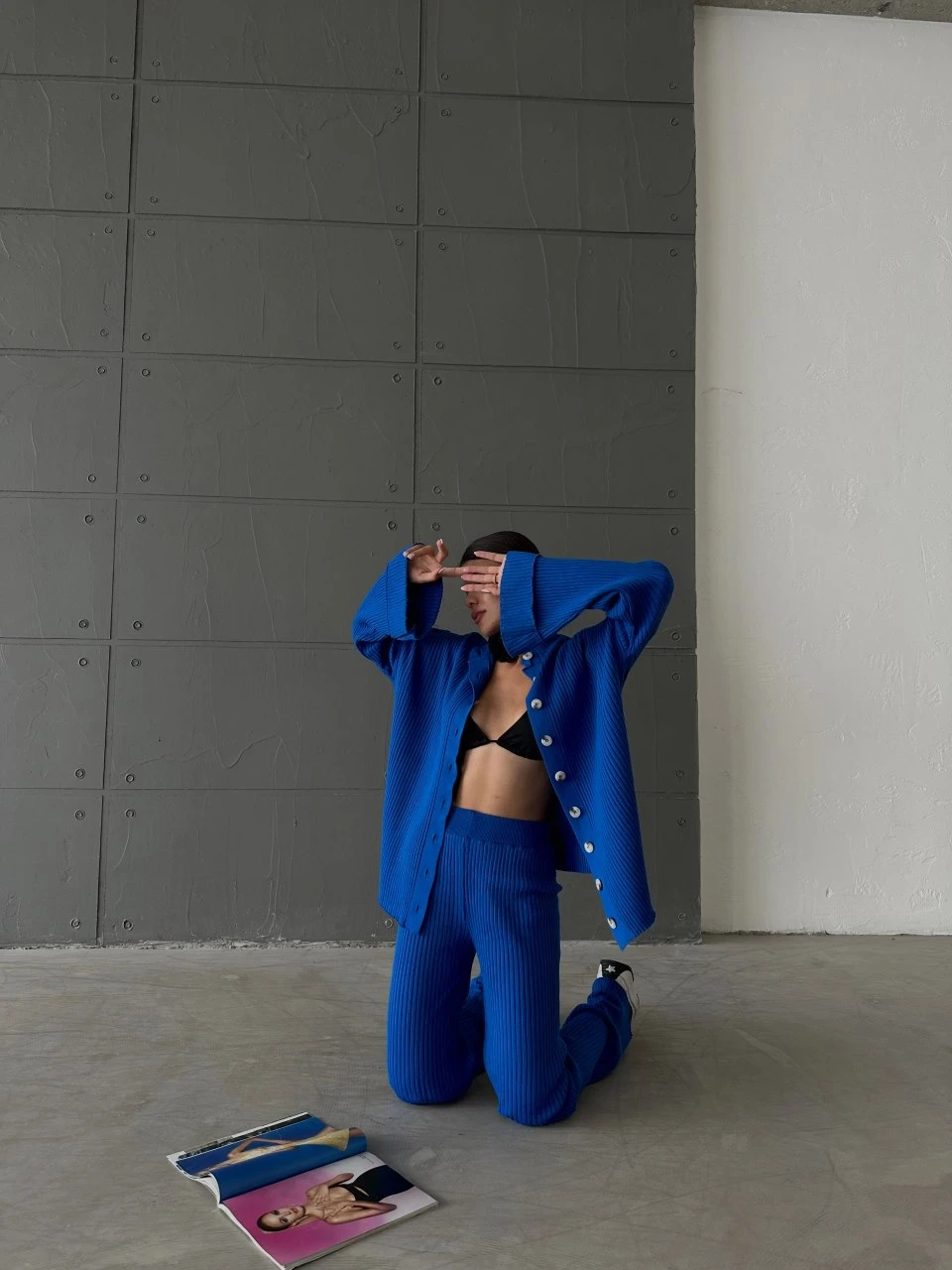 Düğmeli Triko Takım