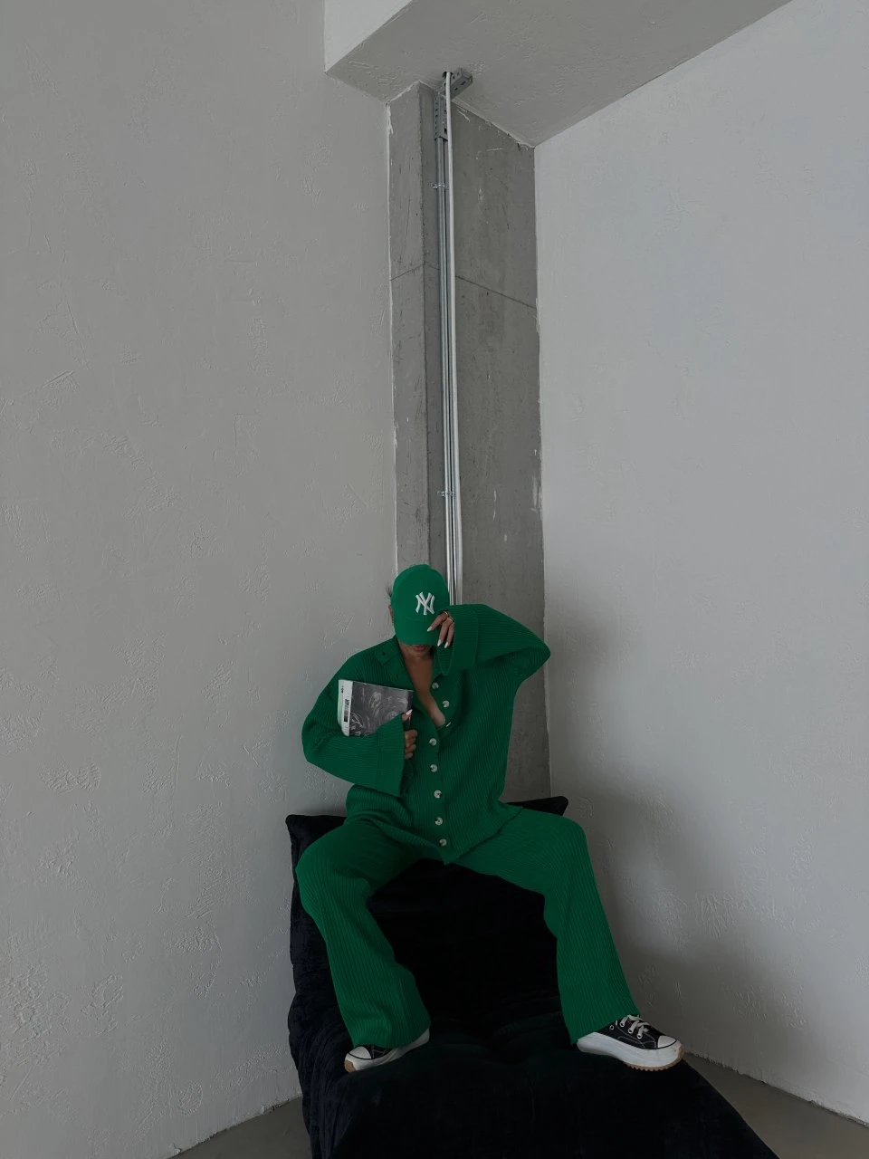 Düğmeli Triko Takım