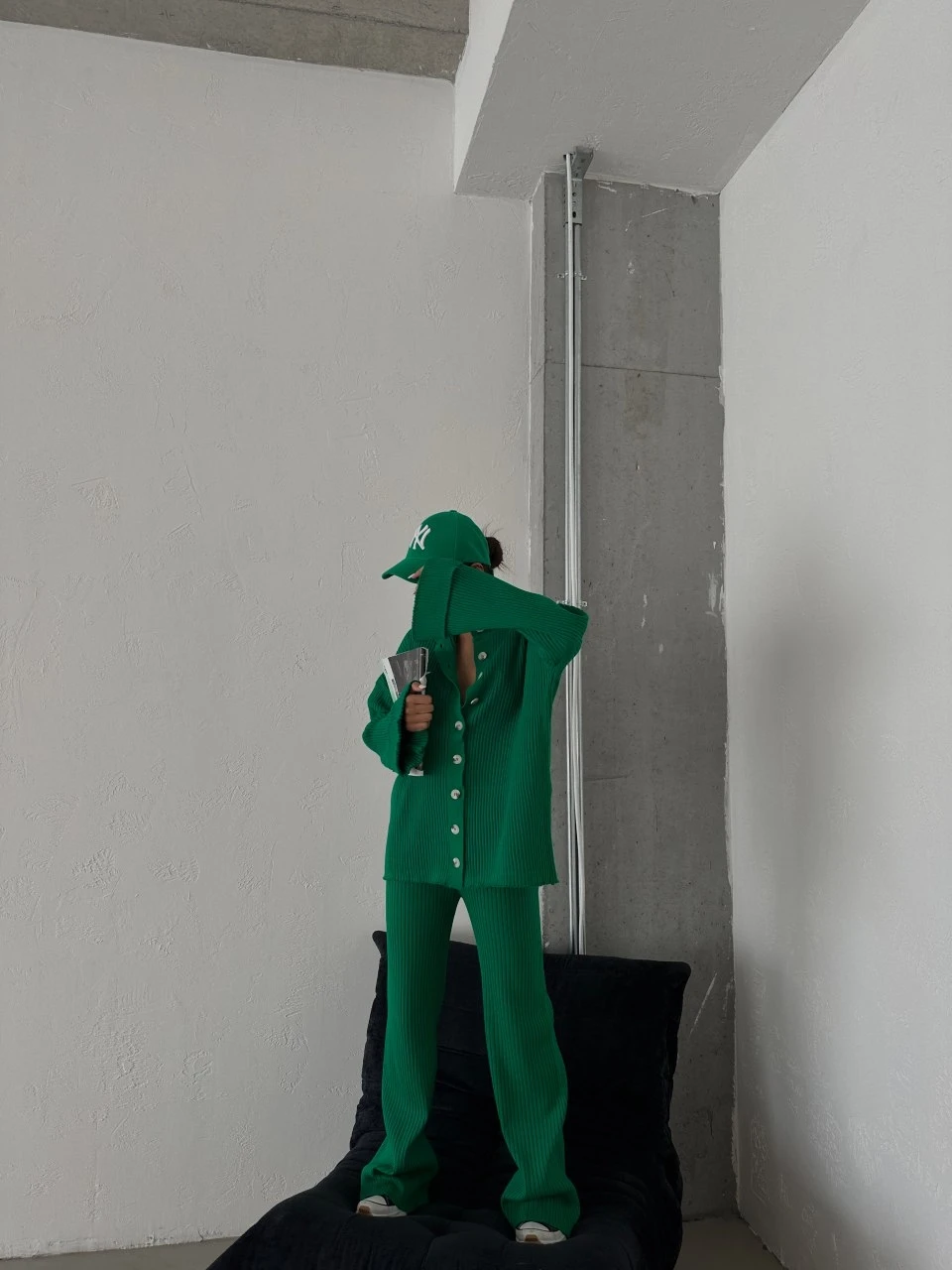 Düğmeli Triko Takım