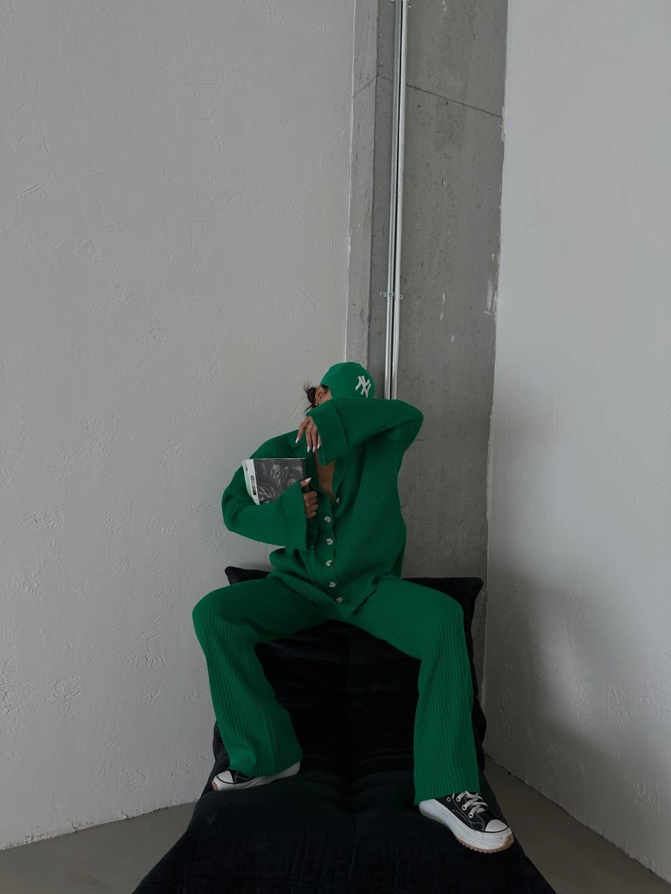 Düğmeli Triko Takım