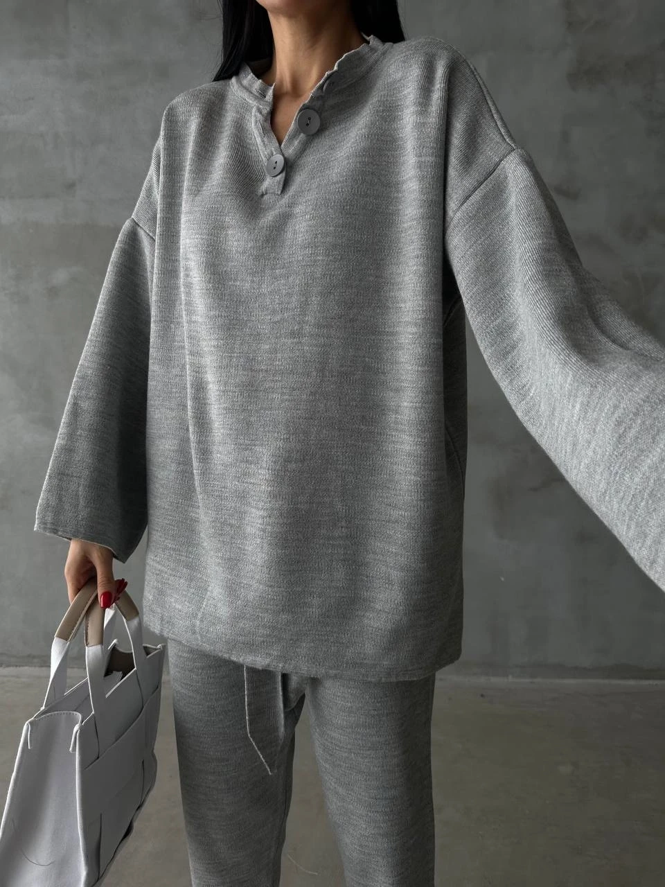 Düğmeli Triko Takım