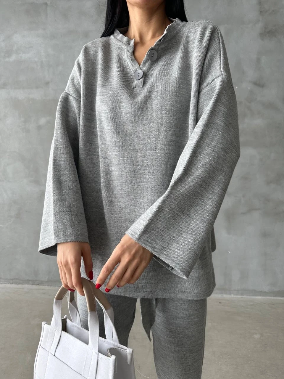 Düğmeli Triko Takım