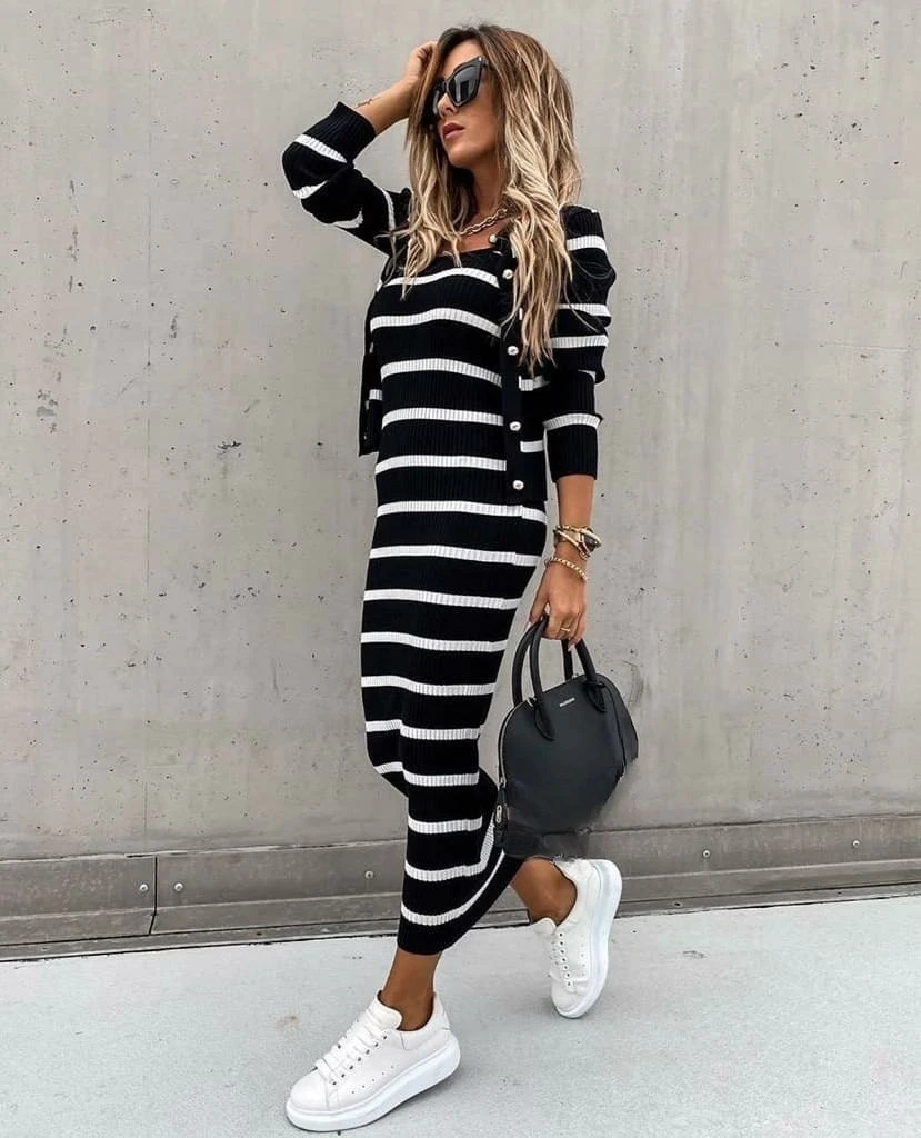 Elbise Hırka Triko Takım