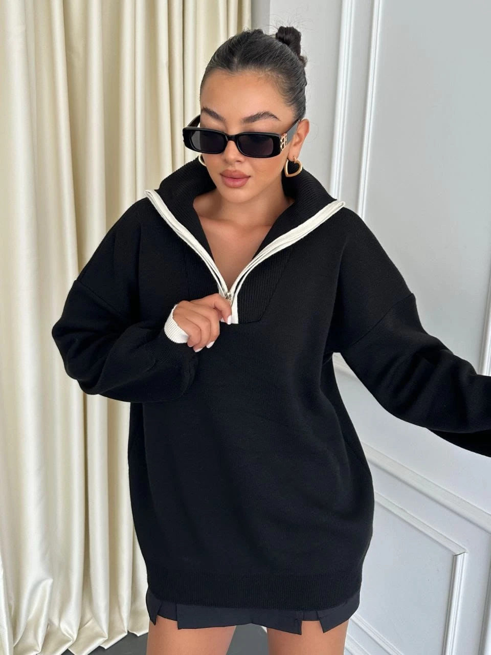 Fermuarlı Balıkçı Yaka Triko Kazak