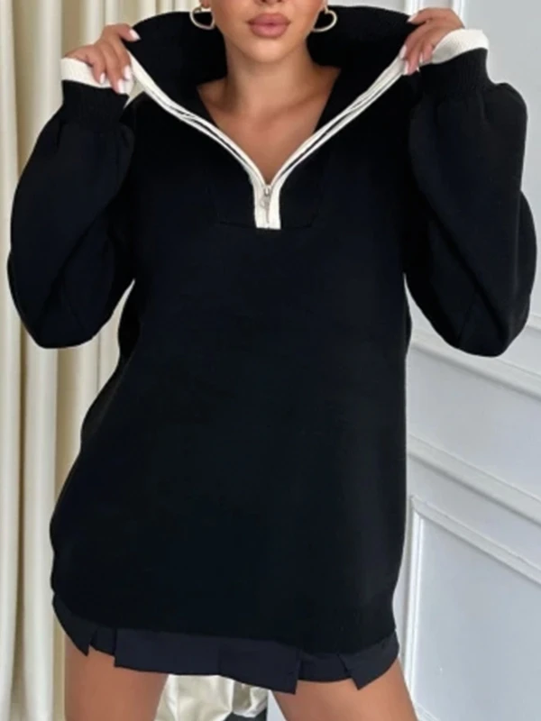 Fermuarlı Balıkçı Yaka Triko Kazak