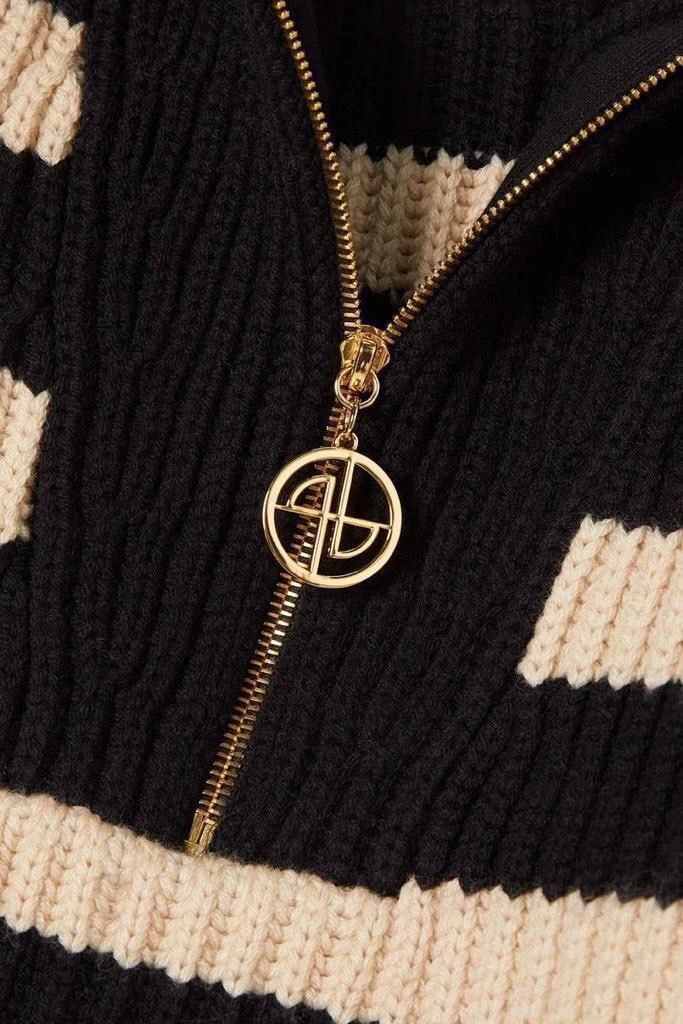 Fermuarlı Çizgili Kazak