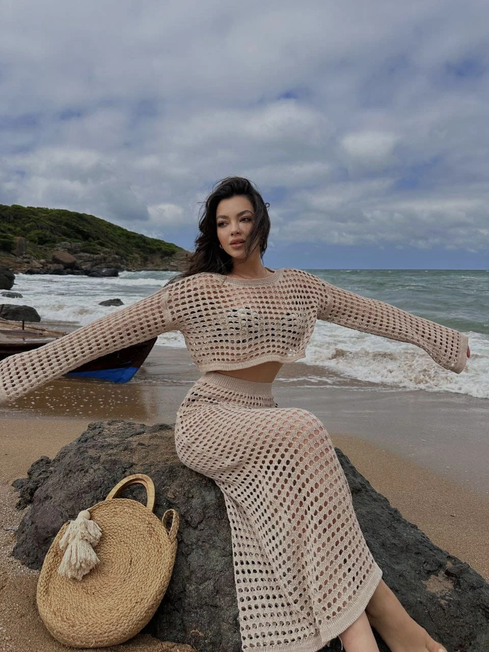 Fileli Bluz Etek Pareo Takım