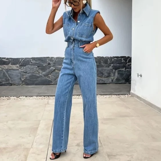 Gömlek Yakalı Kot Tulum