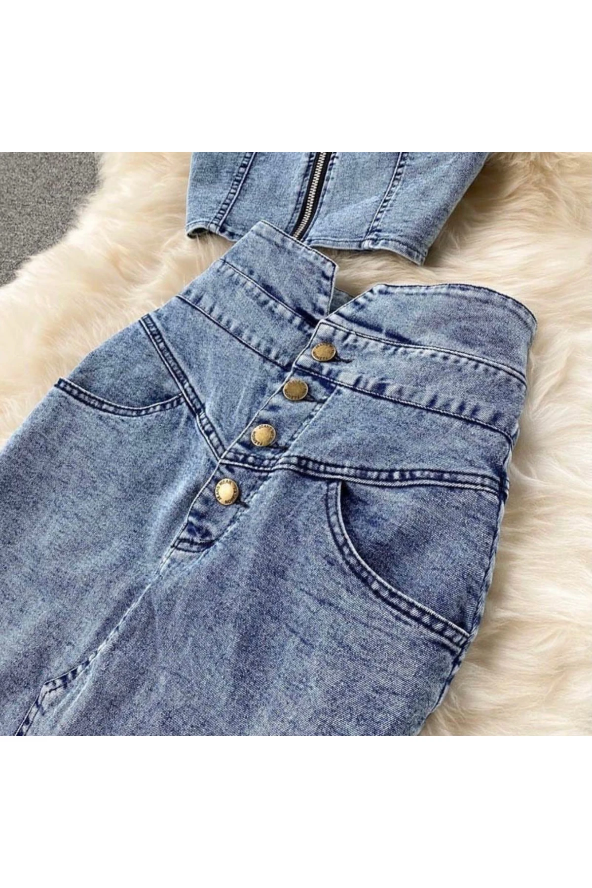 Büstiyer & Etek İkili Kot Takım