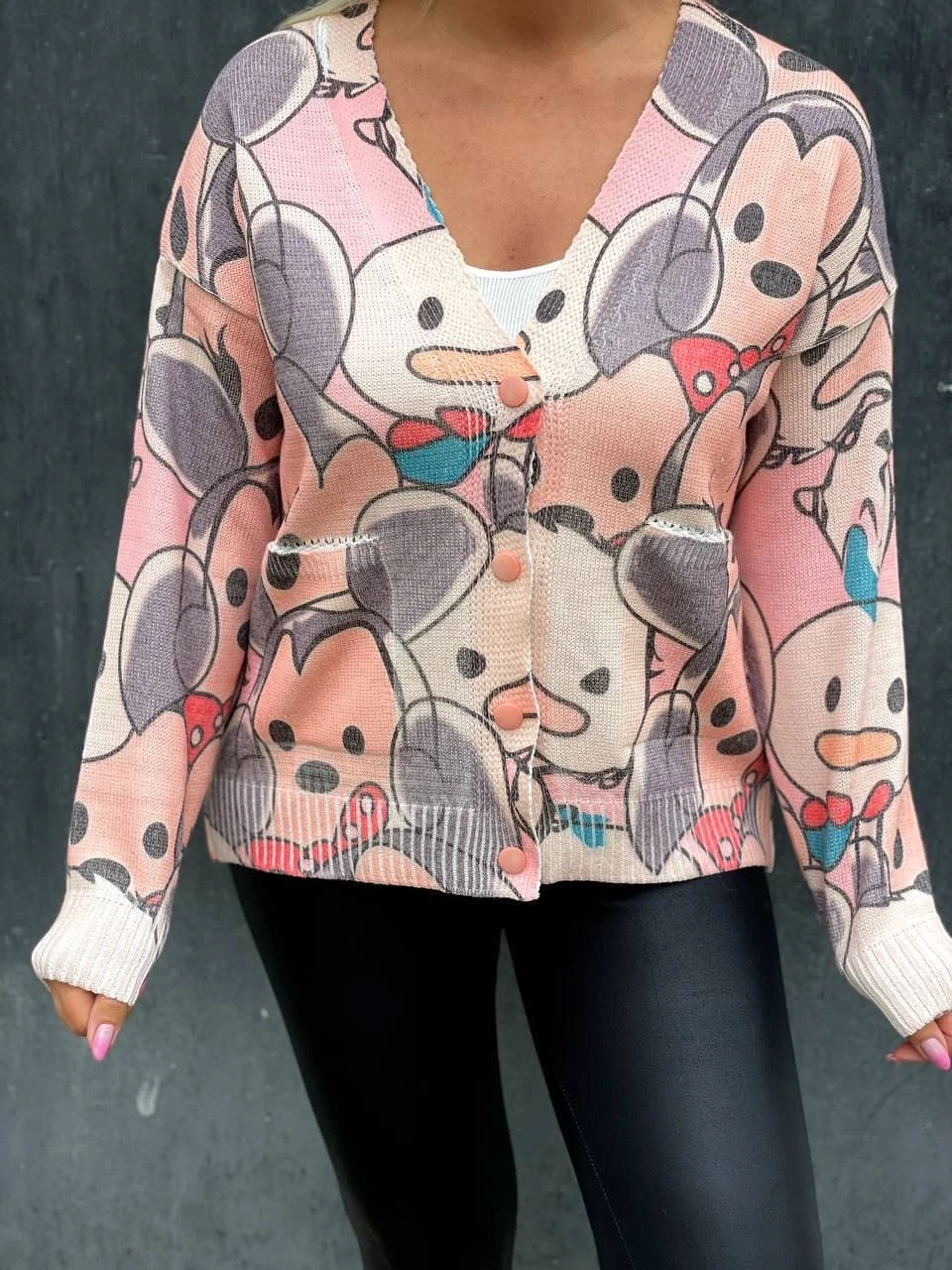 İtalyan Çelik Triko  Karakter Desen Triko Hırka