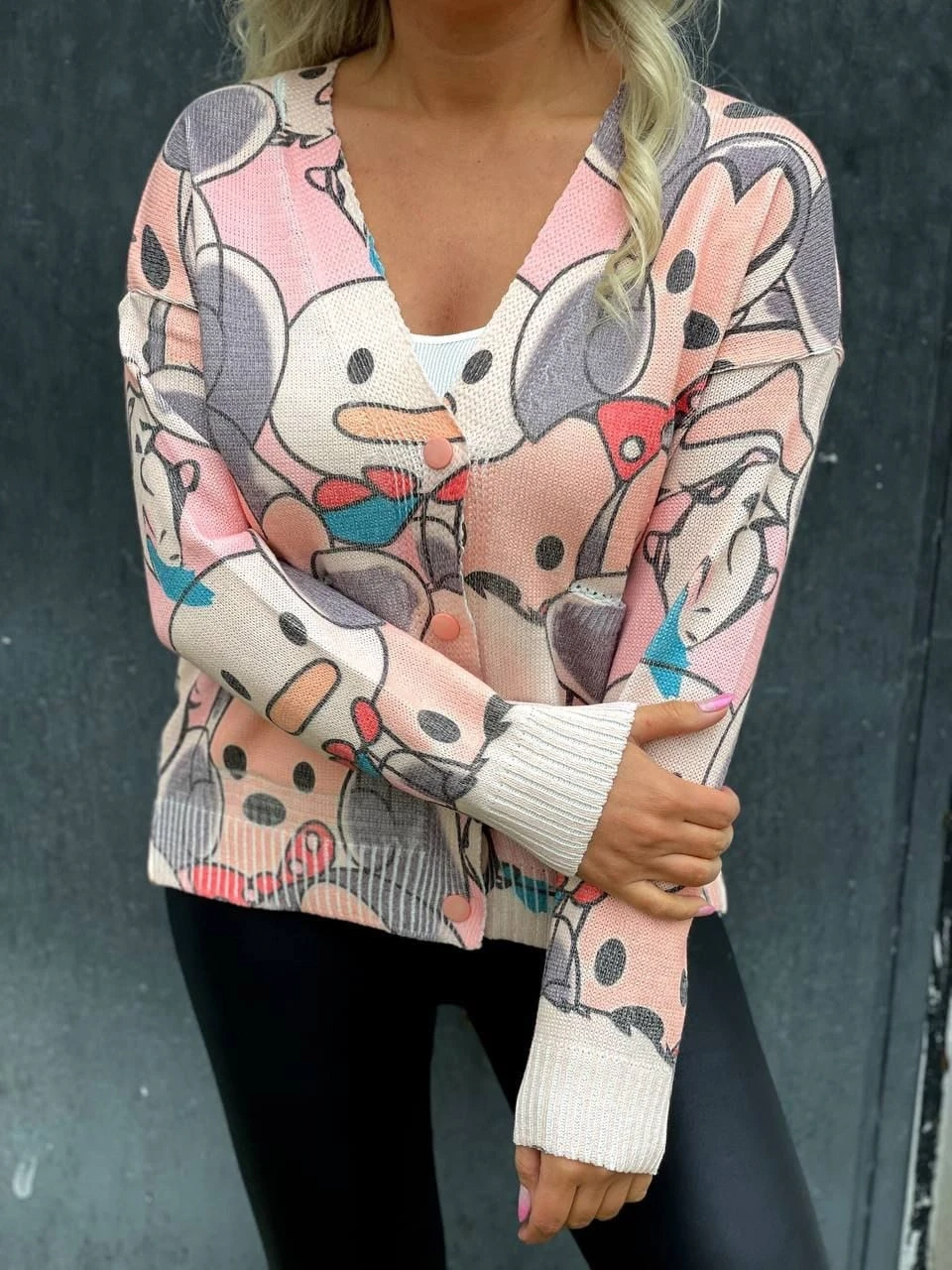 İtalyan Çelik Triko  Karakter Desen Triko Hırka