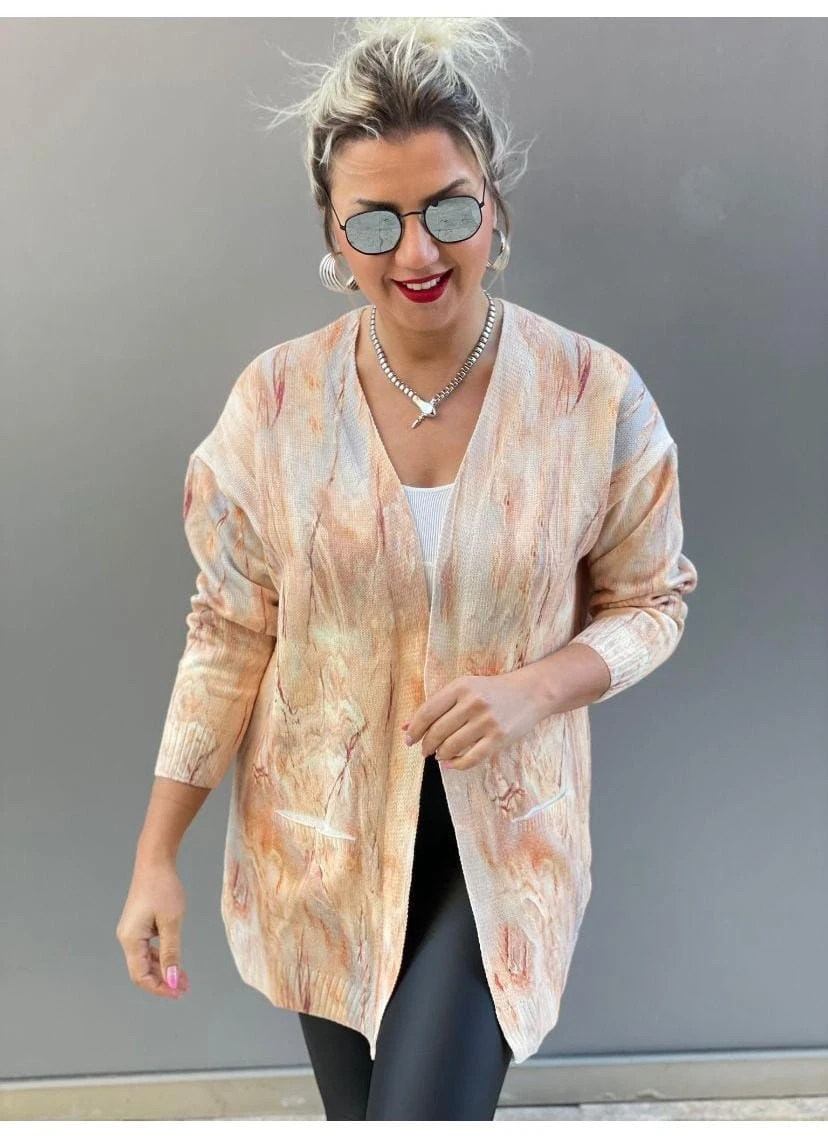 İtalyan Çelik Triko  Mermer Desen Salaş Hırka