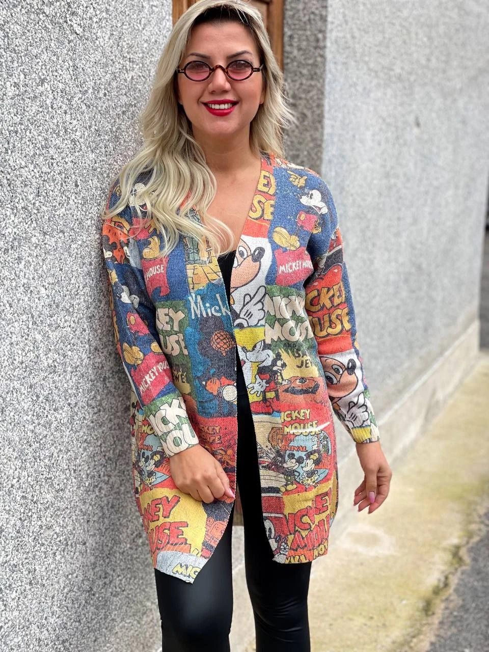 İtalyan Örgü Karakter Desen Triko Hırka