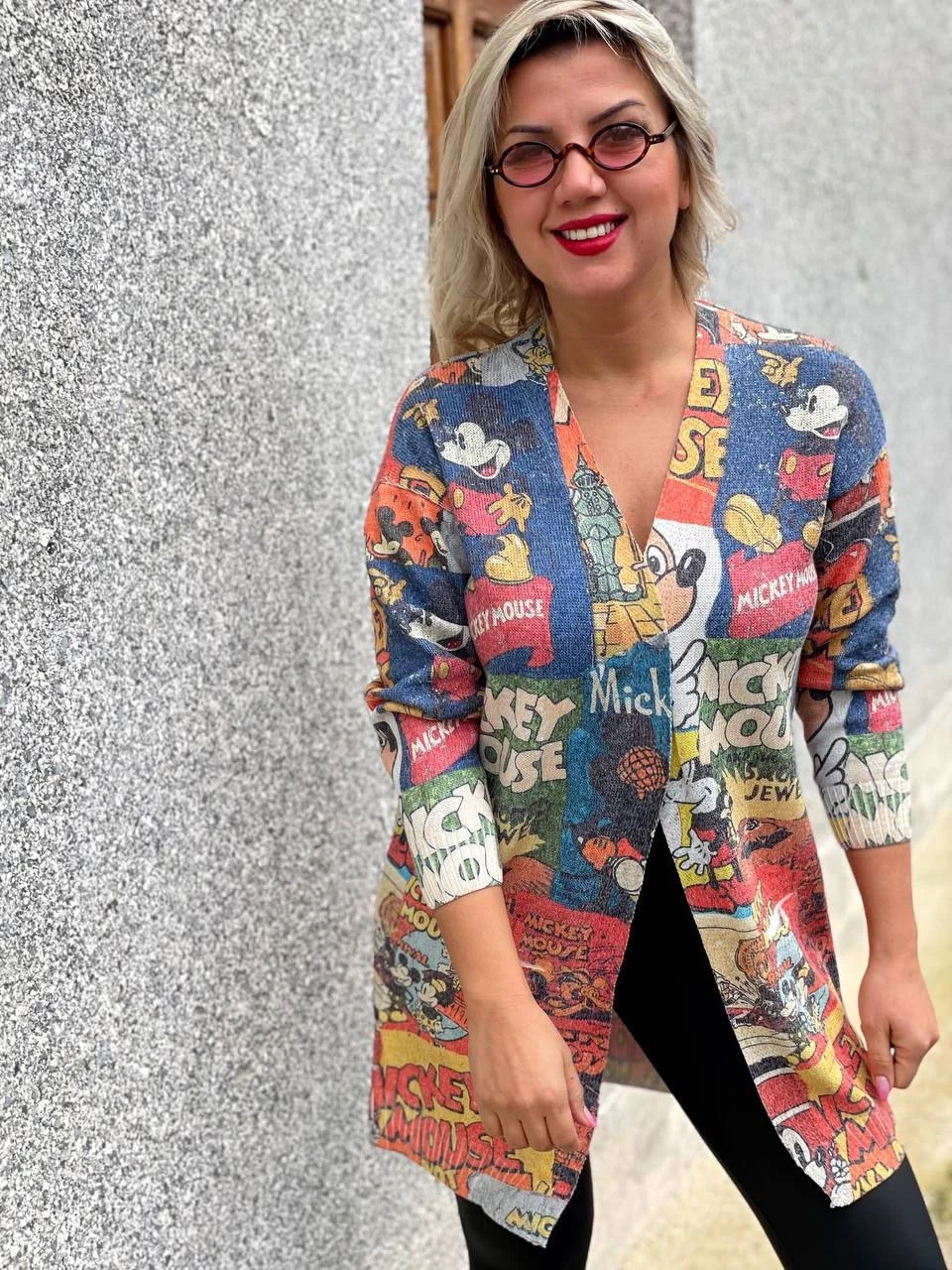 İtalyan Örgü Karakter Desen Triko Hırka