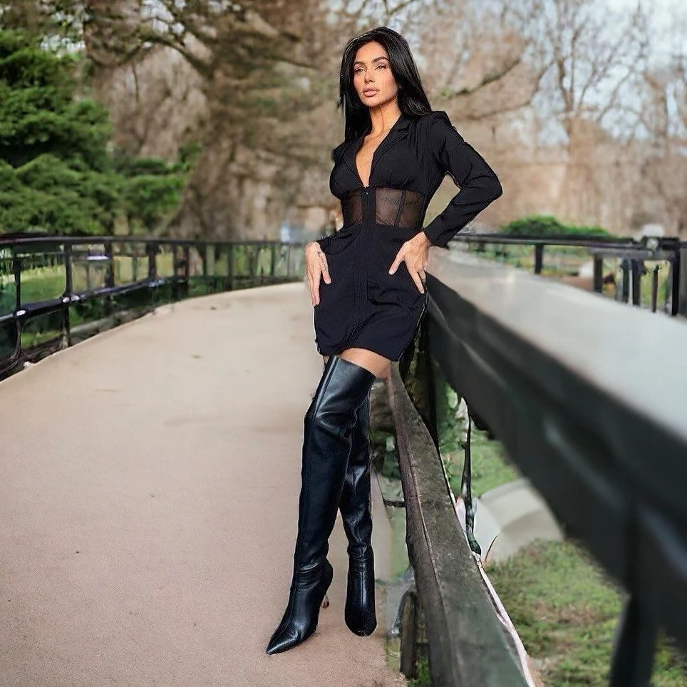 İthal Atlas Kumaş Ceket Yaka Elbise