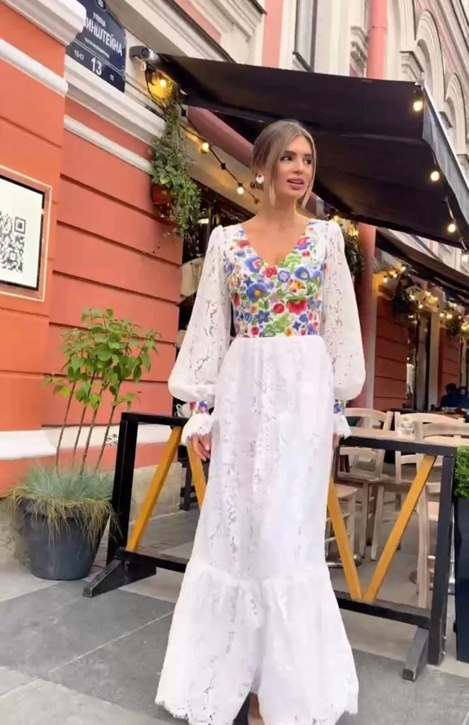 İthal Brode Dantel Kumaş Elbise