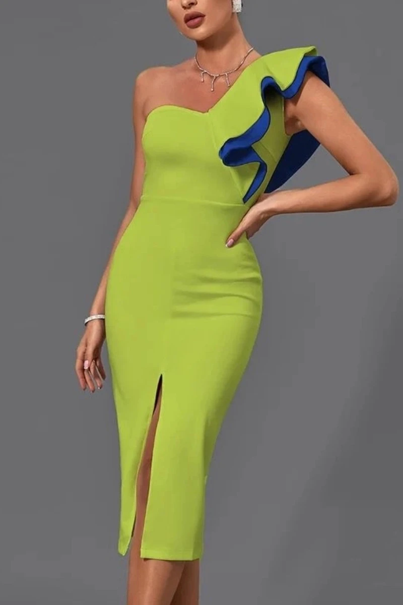 İthal Dabıl Kumaş Garnili Detaylı Elbise