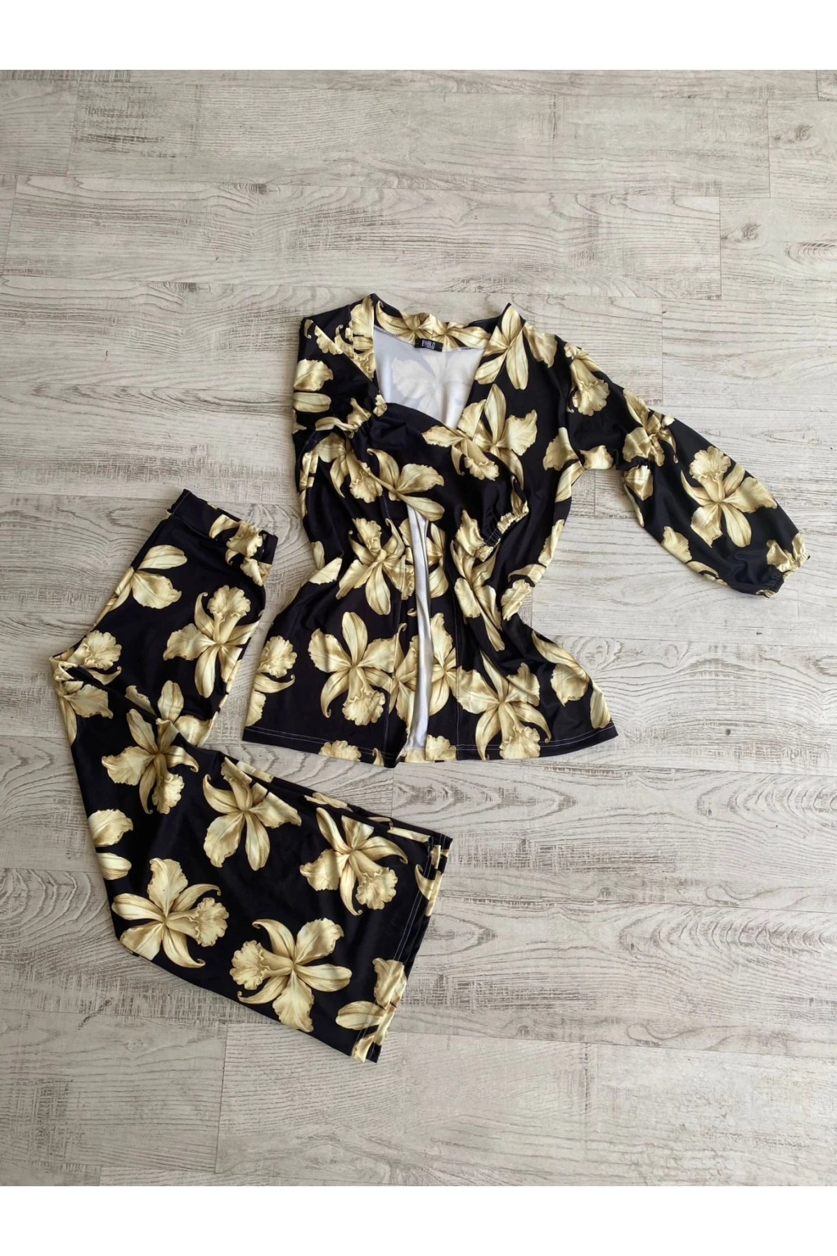 İthal Dalgıç Kumaş Dijital Baskılı Bağlamalı Takım