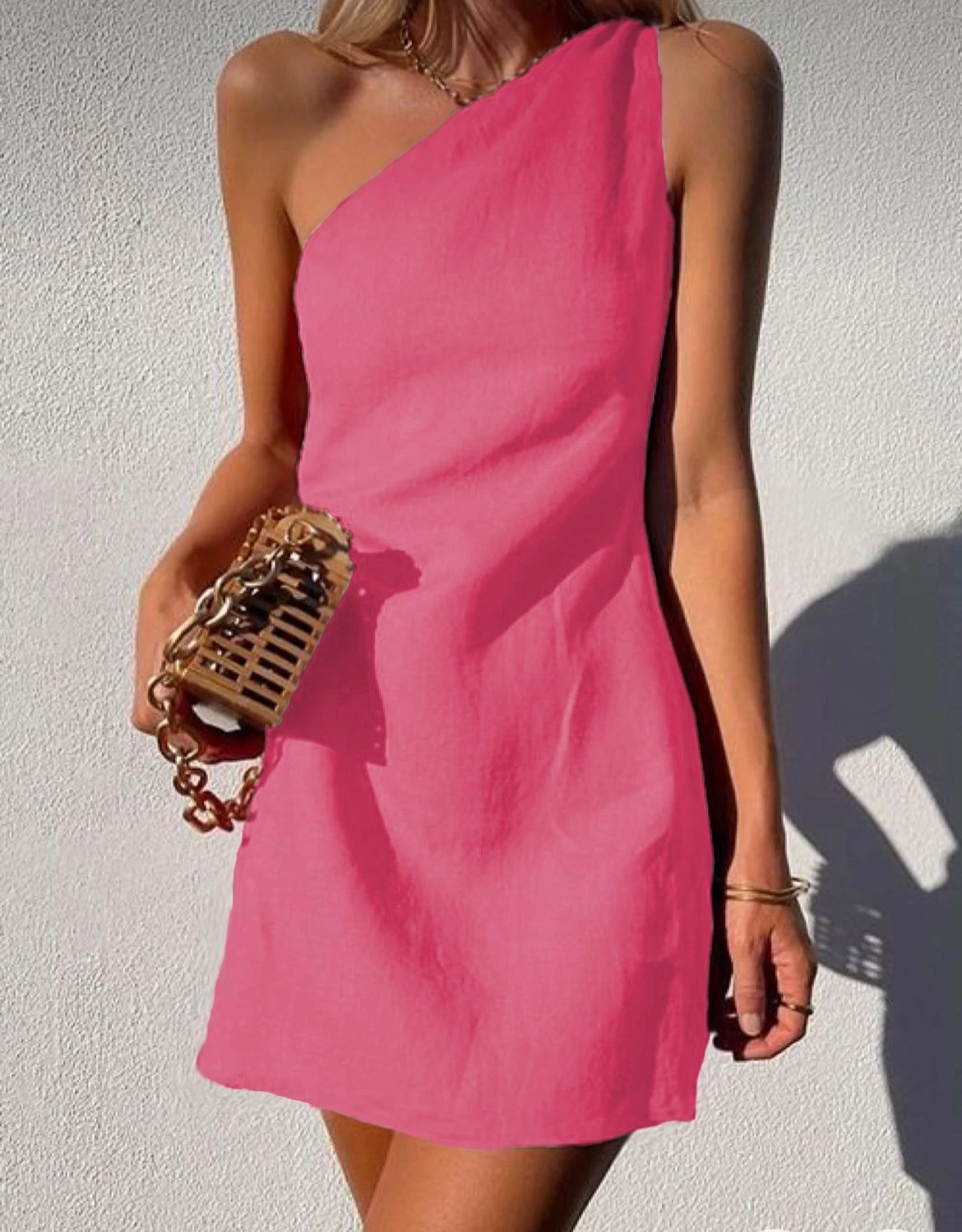 İthal Keten Omuz Detaylı Elbise