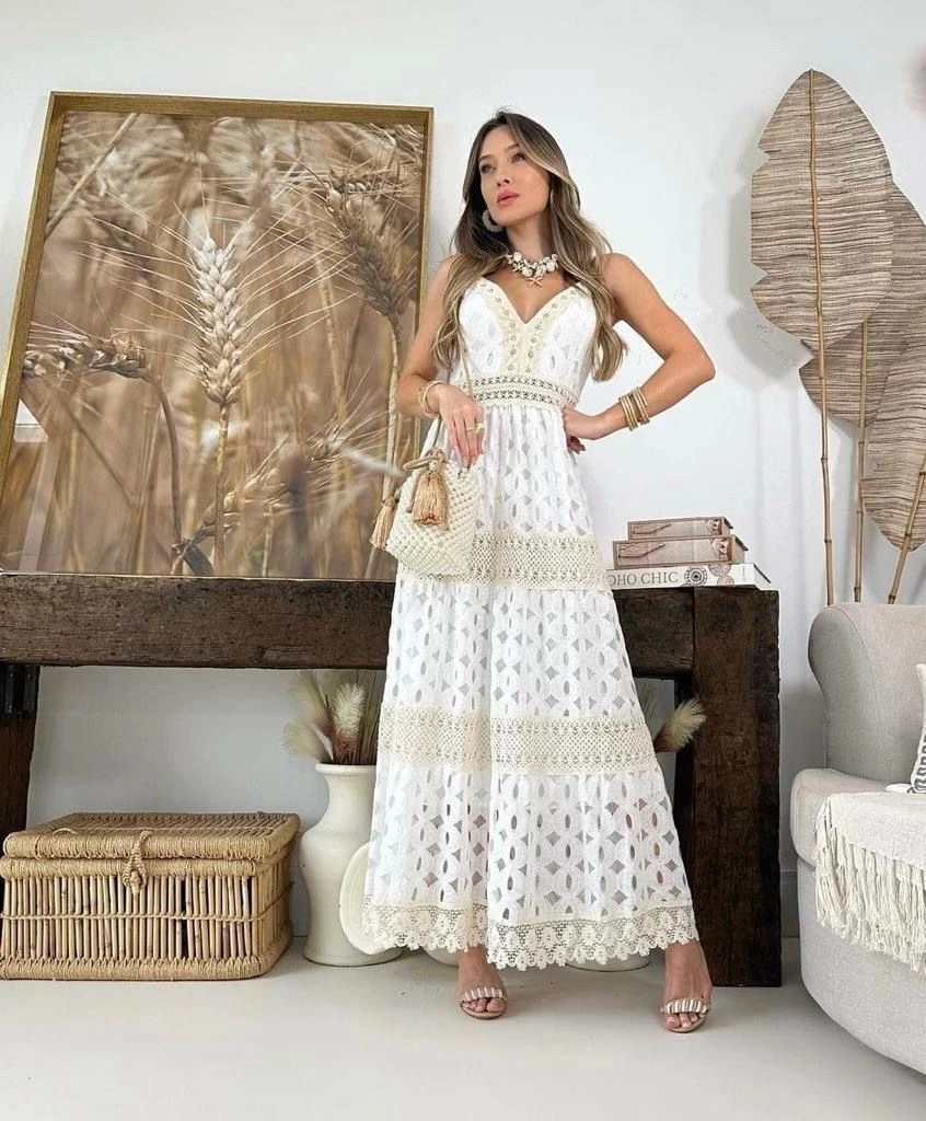 İthal Kumaş Dantel Detaylı Elbise