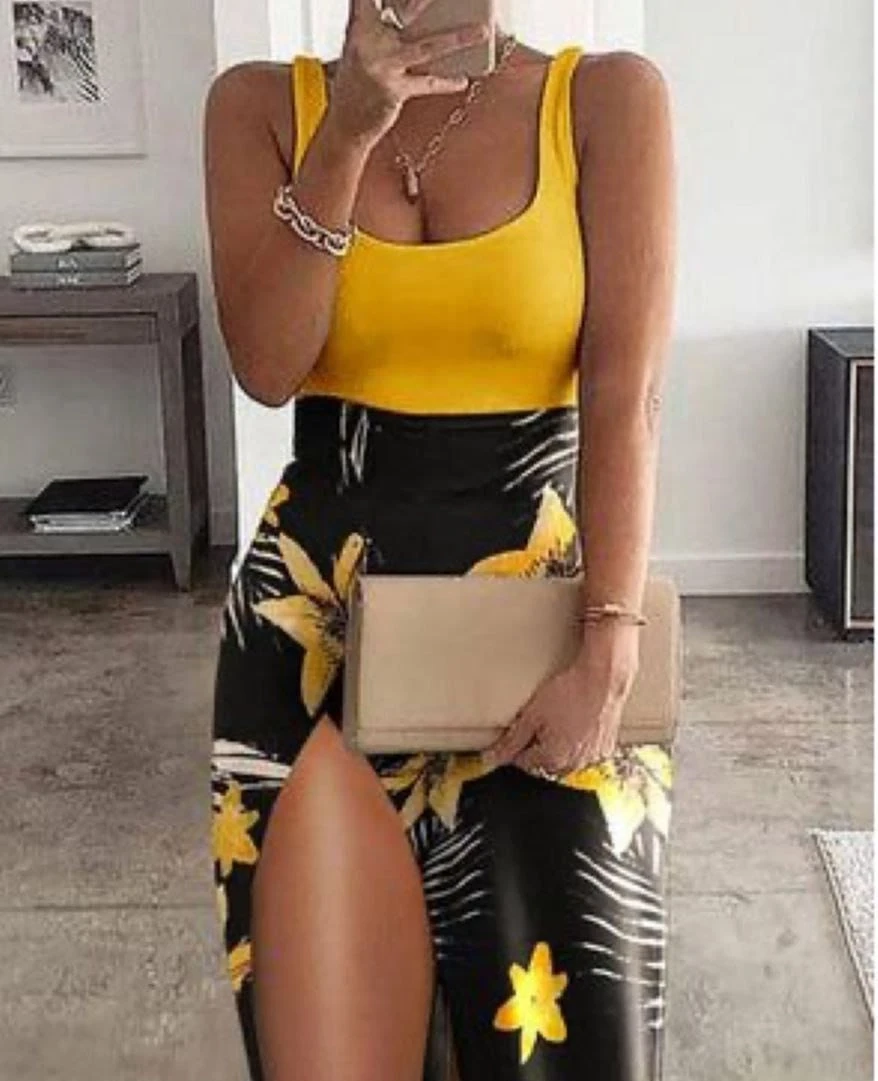 İthal Mikro Kumaş Yırtmaçlı Elbise