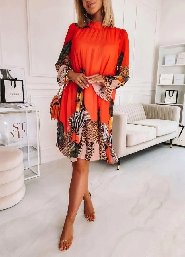 İthal Multi Şifon Astarlı Piliseli Elbise