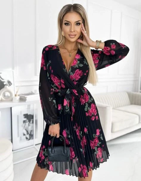 İthal Multi Şifon Kumaş Piliseli Elbise